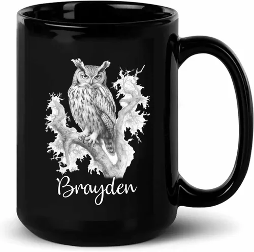 Vista 13 de Taza de café negra con diseño de oso de lápiz personalizada, regalo para los amantes de los osos, mamá y papá, taza de café de oso con dibujos