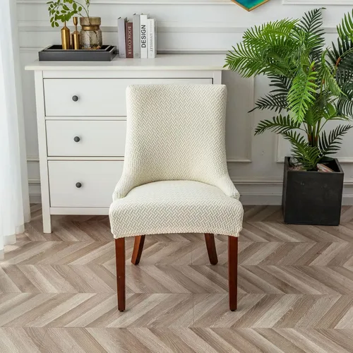 Vista 6 de Paquete de 2 fundas para silla lateral con respaldo de ala, fundas elásticas para sillas con respaldo geométrico rómbico, fundas para silla