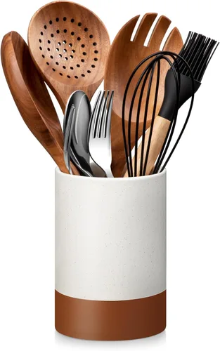 Vista 12 de MALACASA Portautensilios, Portautensilios de Cocina de Cerámica de 5.5", Recipiente para Utensilios de Cocina para Encimera, Organizador