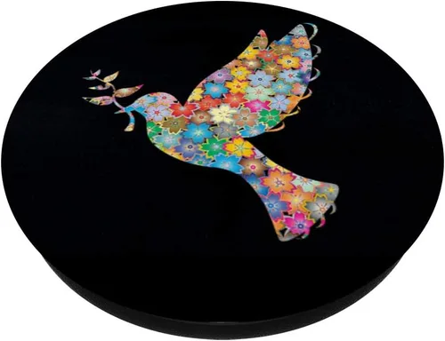 Vista 2 de Flor Poder Pájaro Paz Dove Retro 70s Diseño - PopSockets Grip y Soporte para Teléfonos y Tabletas