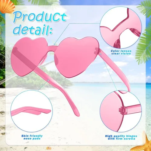 Vista 3 de RTBOFY Queen Hearts Sunglasses, Rimless Heart Shaped Sunglasses for Women Party Favor Halloween Sunglasses