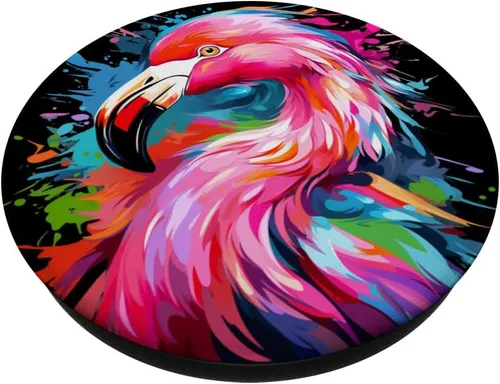 Vista 2 de PopSockets con gráficos gráficos de flamencos coloridos y geniales PopGrip intercambiables