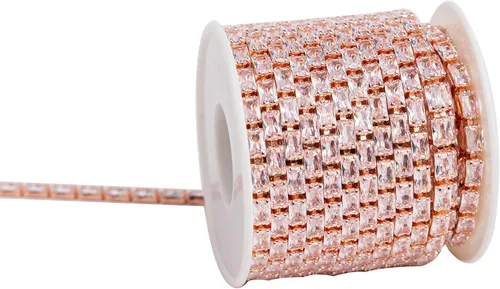 Vista 13 de KAOYOO - Cadena con cuentas de circonita cúbica, 0.91 metros (1 yarda) para manualidades de costura, decoración de bricolaje (cristal aguamarina)