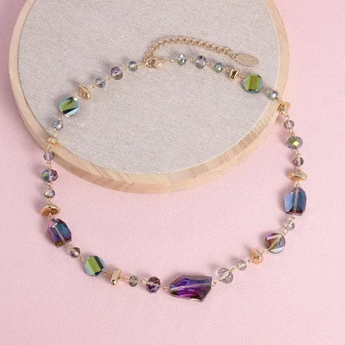 Vista 3 de Bocar Collar de cuentas de cristal para mujer, diseño de babero hecho a mano, regalo de joyería