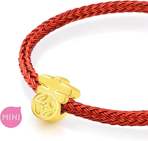 Vista 3 de CHOW SANG SANG 999 24K Solid Gold Mini Charm Lucky Chinese Character Blessing Charm Bracelet for Women 93082C