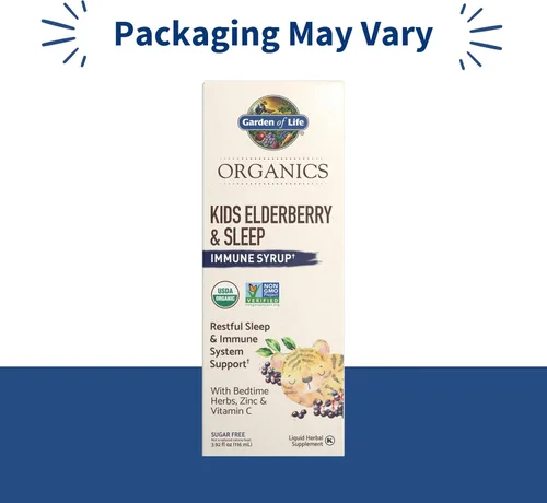 Vista 2 de Garden of Life Organics - Jarabe inmunológico de saúco y sueño para niños con zinc, vitamina C, jarabe de saúco, apoyo inmunológico a base