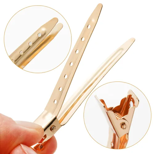 Vista 3 de 24 Paquetes de Pinzas Pico de Pato, Bantoye 2.75 Pulgadas Pinzas de Cocodrilo Rizadoras de Metal Antioxidante con Agujeros para Peinado del Cabello