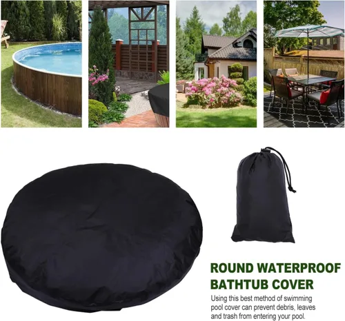Vista 6 de DOITOOL Cubierta redonda para bañera de hidromasaje, impermeable, cubierta de spa para exteriores, protector redondo de 75 pulgadas para piscinas