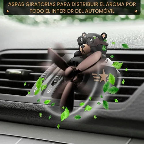 Vista 8 de Clip de ventilación para ambientador de coche de avión - Bear Pilot, hélice Negro