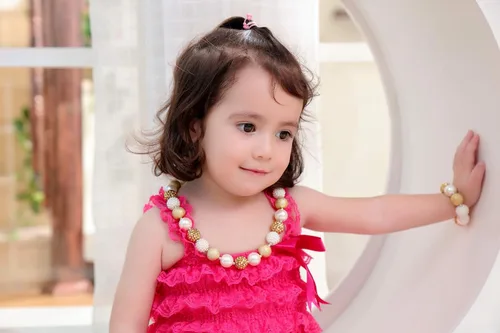 Vista 3 de vcmart Juego de collar y pulsera de cuentas de chicle grueso dorado para niñas como regalo, Plástico