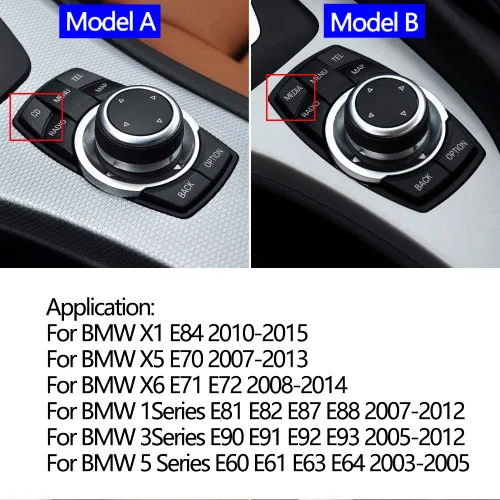 Vista 6 de Botón multimedia del botón del controlador iDrive CIC para BMW Negro, 6 unidades para BMW 1' E81 E82 E88/3' E90 E92 E93/5' E60 E61/6' E63 E64/X1