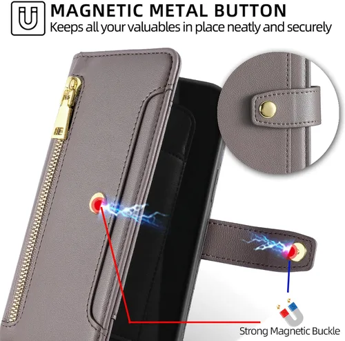 Vista 8 de Funda compatible con Itel Vision 1, compatible con Itel Vision 1, funda para teléfono [6 ranuras para tarjetas + 1 clip para dinero + 1 cartera]