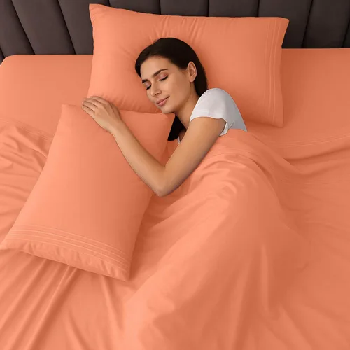 Vista 87 de LUX Décor - Juego de sábanas Twin de microfibra ultrasuave de 3 piezas con sábana encimera, sábana bajera de 16 pulgadas de profundidad y funda