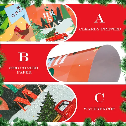 Vista 4 de AmazingSpark 9 pósteres navideños de papel de Papá Noel, con diseño de pan de jengibre, muñeco de nieve y alce, impresiones de pared de moda