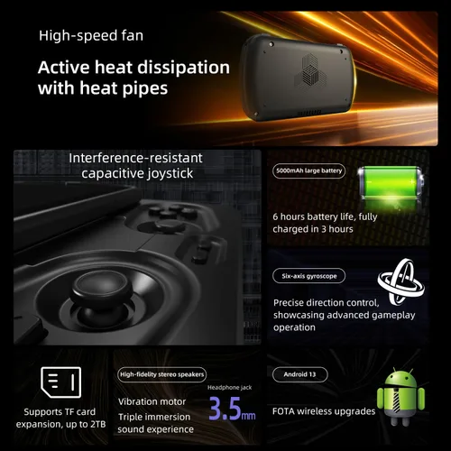 Vista 4 de RG Slide Handheld Game Console RG Slide 4.7-inch LTPS In-Cell Screen No Card Retro Game Console Unisoc T820 Portable Arcade Video Gaming Console