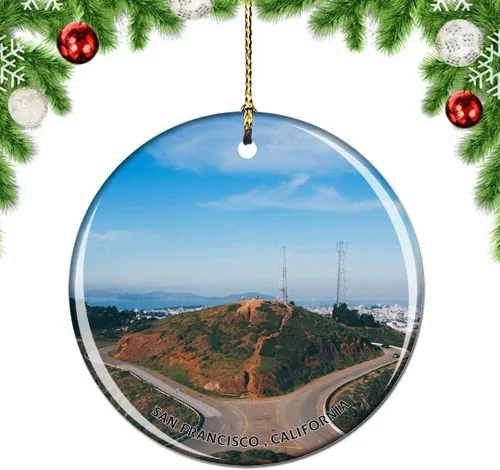 Vista 55 de California San Francisco 16 Avenue Tiled Steps USA Christmas Tree Ornamento Decoración Colgante Colgante Decoración Ciudad Viaje Souvenir Colección