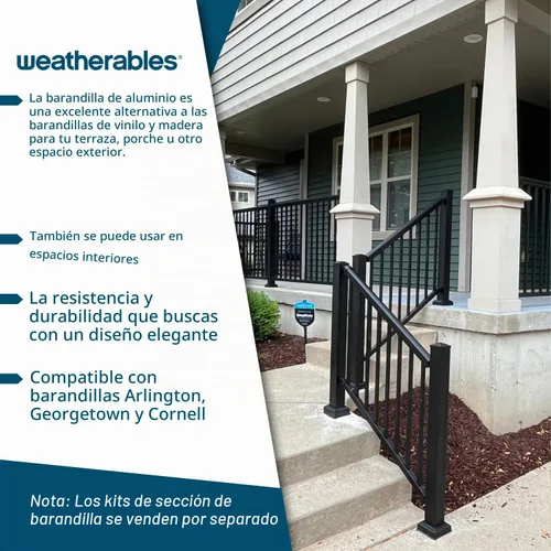 Vista 2 de Weatherables Kit de poste de barandilla de aluminio – Kit de poste de aluminio para kits de barandillas Arlington, Georgetown y Cornell, fabricado