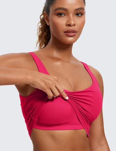 Vista 3 de CRZ YOGA Butterluxe - Brasier deportivo con espalda en U para mujer, brasier de yoga acolchado, camiseta corta para entrenamiento, con brasier