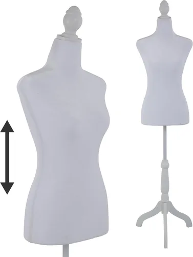 Vista 10 de Maniquí, maniquí de cuerpo femenino ajustable de 49.6-63.4 pulgadas, maniquí de vestido de madera maciza con soporte, maniquí de costura femenino