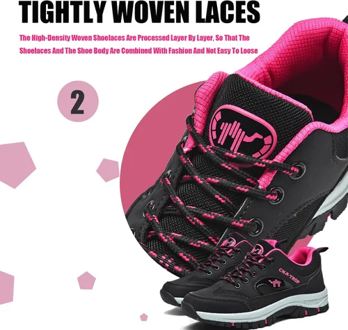 Vista 5 de Lymphvity Zapatos ortopédicos de senderismo para mujer, zapatos de senderismo para exteriores, ligeros, ligeros, con cordones, antideslizantes