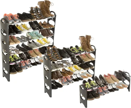 Vista 4 de Everyday Home Soporte para zapatos. 6 Estantes apilables para economizar espacio, para armario, baño, cocina, organizador de recepción.