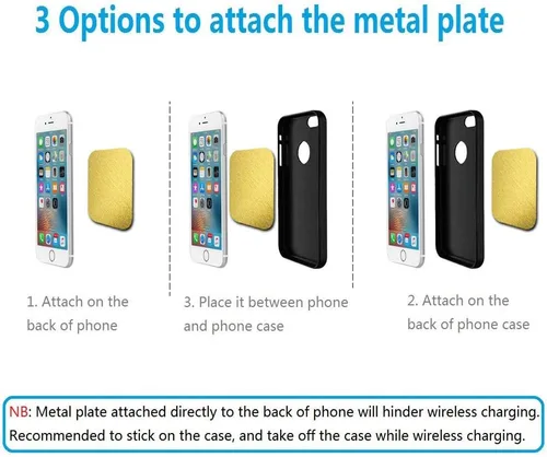 Vista 3 de ACKLLR 16 piezas de placa de metal para teléfono con adhesivo para montaje magnético sin cuna, teléfono celular, GPS y soporte para tableta, 8