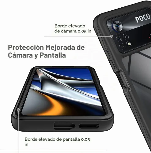 Vista 4 de AKABEILA Ajuste para Xiaomi Poco X4 Pro 5G Case, Compatible para Xiaomi Poco X4 Pro 5G Fundas de teléfono 360° Cuerpo completo Protector a prueba