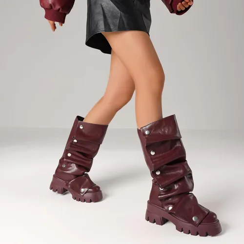 Vista 5 de VOMIRA - Botas holgadas para mujer con solapas plegables