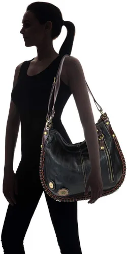 Vista 2 de Chala CONVERTIBLE Bolso tote grande Hobo MONKEY Cuero Vegano NEGRO, Negro