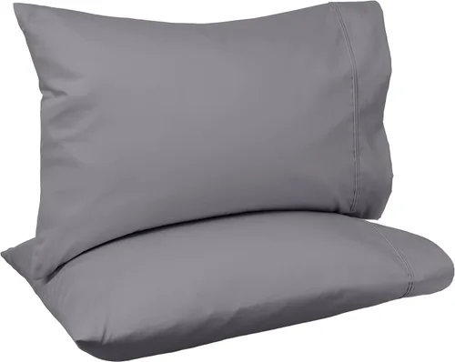 Vista 18 de Amazon Basics Juego de 2 fundas de almohada de 400 hilos, 100 % algodón, suaves, tejido satinado, resistentes a las arrugas, tamaño estándar, 20 x