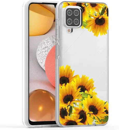Vista 10 de Funda protectora de cuerpo completo con diseño floral transparente y protector de pantalla de vidrio templado para Samsung Galaxy A42 5G