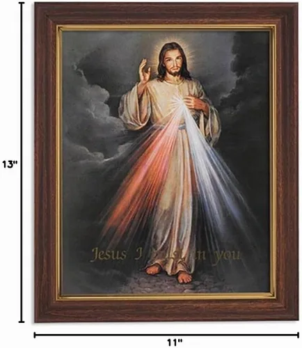 Vista 2 de Gerffert Collection The Divine Mercy - Impresión de retrato enmarcado, 13 pulgadas (marco con acabado en tono de madera)