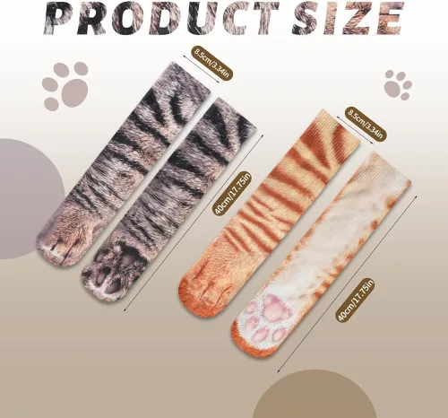 Vista 5 de ZXGXLAW Regalos divertidos, diseño de gato loco, perro, pata de tigre, calcetines de Navidad para mujeres, hombres, adolescentes, Navidad