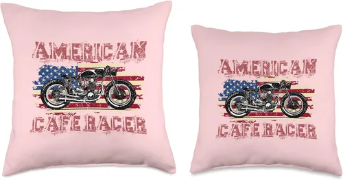 Vista 3 de American Cafe Racer Motorcycle Apparel and Merch American Cafe Racer Biker Men Women Adult Teens Boys Girls Throw Pillow, 16x16, Multicolor
