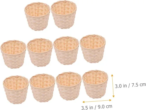 Vista 3 de Unomor 10 unids pequeña cesta apoyos snack Rattan Mini cesta tejida de madera para tejer cesta tejida cesta sauce comida bambú tejido flores cestas