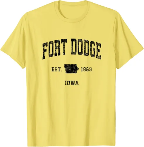Vista 27 de Fort Dodge Iowa IA - Camiseta deportiva clásica negra con diseño deportivo, Gris