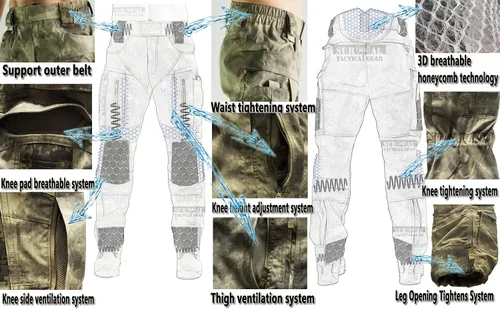 Vista 4 de ZAPT Pantalones de combate Gen3 con sistema de protección para las rodillas Au-camo