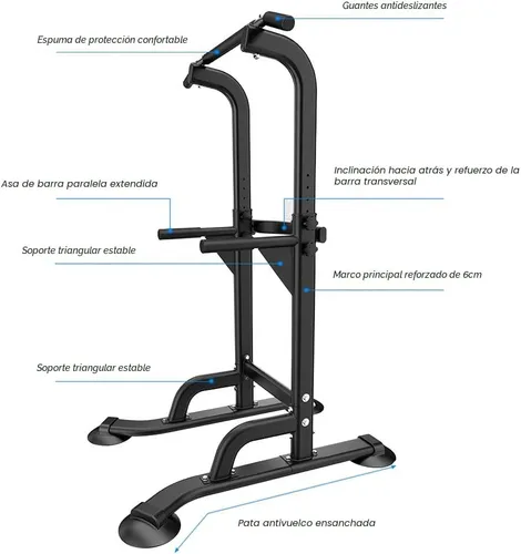 Vista 9 de SogesPower Power Tower Estación de Fondos Barra de Dominadas para Gimnasio en Casa con Altura Ajustable Equipo de Entrenamiento de Fuerza, Estación