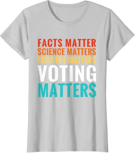 Vista 20 de Facts Matter Science Matters Voting Matters - Camiseta demócrata liberal, Negro, S