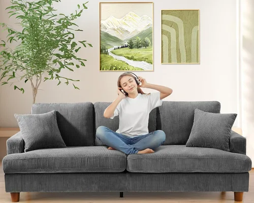 Vista 12 de Kidirect Silla de acento extragrande de 35.5 pulgadas, sillas de sala de montaje fácil, silla de lectura de pana para dormitorio, sillas de acento