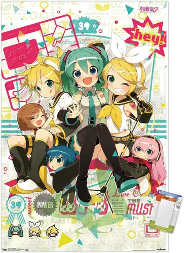 Vista 14 de Hatsune Miku - Póster de pared Hey de 22.4 pulgadas de largo x 14.7 pulgadas de ancho, versión enmarcada de madera de granero