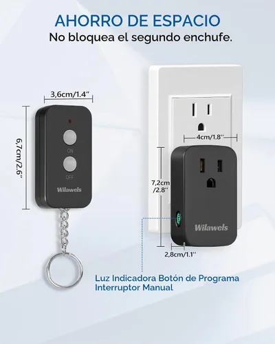 Vista 3 de Interruptor de encendido y apagado inalámbrico con control remoto, interruptor de luz remoto negro inalámbrico para lámpara, luz, ventilador