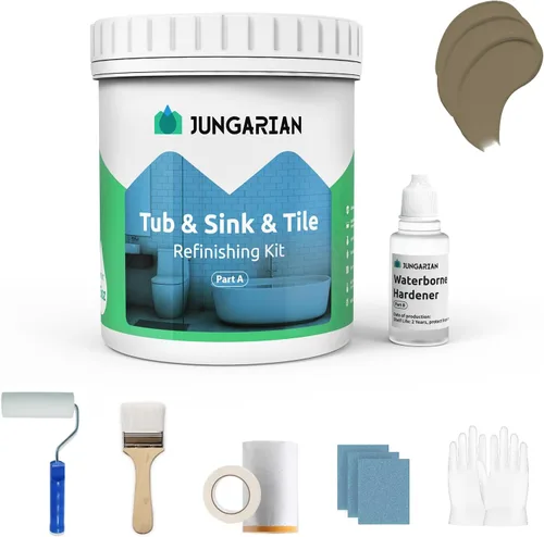 Vista 13 de Kit de reacabado de bañera y azulejos de 17.5 onzas con herramientas, pintura de bajo olor para baño, fregadero, encimera, azulejos, pintura
