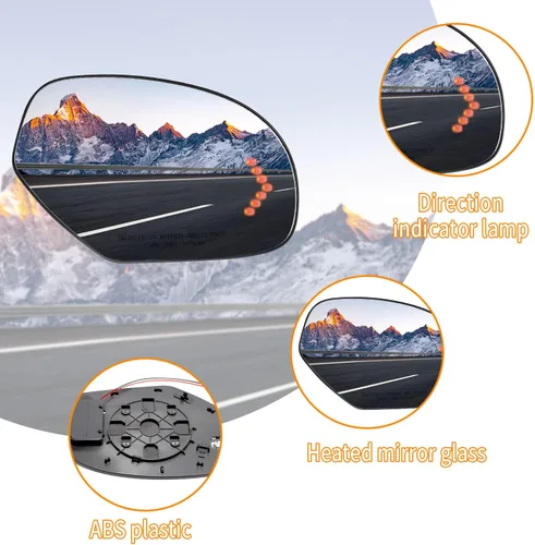 Vista 6 de Saihisday Espejo calefactable lateral izquierdo y derecho con señal de giro LED 2007-2014, repuesto para Cadillac Escaladeb Chevy Avalanche GMC