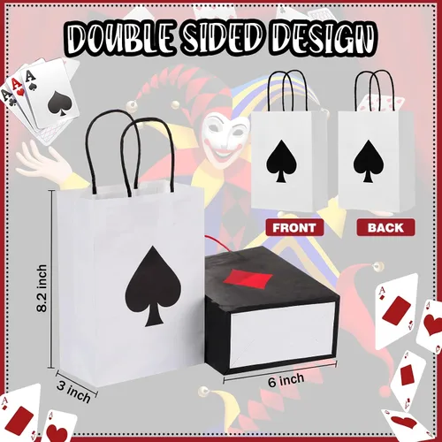 Vista 3 de Outus - 24 bolsas de regalo de fiesta de casino, suministros de decoración de fiesta temática de casino, 8.3 x 6 x 3 pulgadas, bolsas de papel