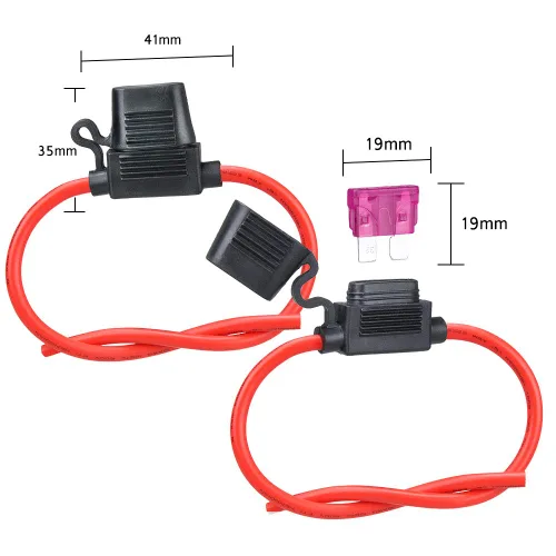 Vista 4 de Soporte para fusibles de 10 ga, paquete de 2 soportes para fusibles en línea MUYI calibre 10, relé de fusibles de hoja de coleta impermeable de 12 V