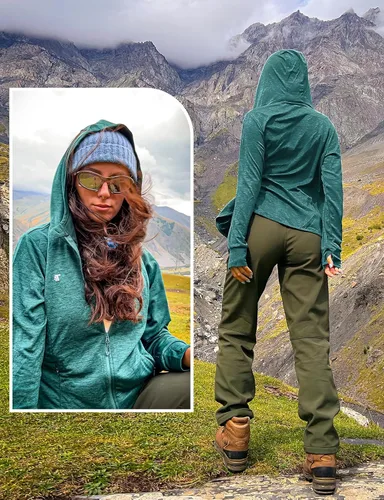 Vista 58 de TBMPOY Chaquetas con capucha y protección solar UPF 50+ para mujer, ligeras, de manga larga, para senderismo, exteriores, con cremallera completa