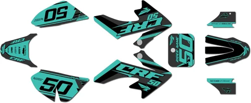 Vista 11 de Kit de gráficos para Honda CRF 50 (2004-2012) Evolution Series Negro 09 Mil - Kit de calcomanías gráficas de carreras personalizadas para dirt bike