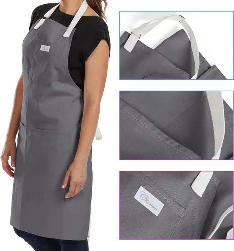 Vista 4 de Cosmic Aprons 34" x 26" Craft or Kitchen and Chef Aprons, and Cotton Chef Beanies with 9 to 12-Inch Base