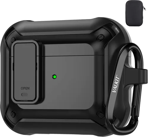 Vista 34 de Valkit Funda para Airpods Pro 2 con cerradura, funda militar de cuerpo completo para AirPod Pro rígida con llavero, funda para Airpods Pro de 2ª/1ª